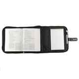 Bible Cover Extra Large Micro-Fiber Tri-Fold Organizer, Metal Fish Badge Black Bible Cover - Thumbnail 7