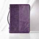 Bible Cover Trendy Medium: Faith, Purple Pattern, Carry Handle, Luxleather Bible Cover - Thumbnail 4