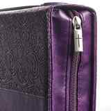 Bible Cover Trendy Medium: Faith, Purple Pattern, Carry Handle, Luxleather Bible Cover - Thumbnail 6