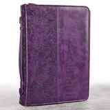 Bible Cover Trendy Medium: Faith, Purple Pattern, Carry Handle, Luxleather Bible Cover - Thumbnail 3