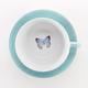 Ceramic Teapot & Colored Saucer: Grace Butterfly White/Green/Blue Homeware - Thumbnail 4