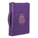 Bible Cover Medium: I Can Do All This Phil 4:13 Purple Floral Bible Cover - Thumbnail 3