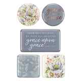 Magnetic Set of 5 Magnets: Grace Upon Grace, Blue/Floral Novelty - Thumbnail 1