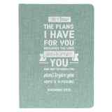 Linen Journal: For I Know the Plans I Have For You, Turquoise (Jer 29:11) Fabric Over Hardback - Thumbnail 0