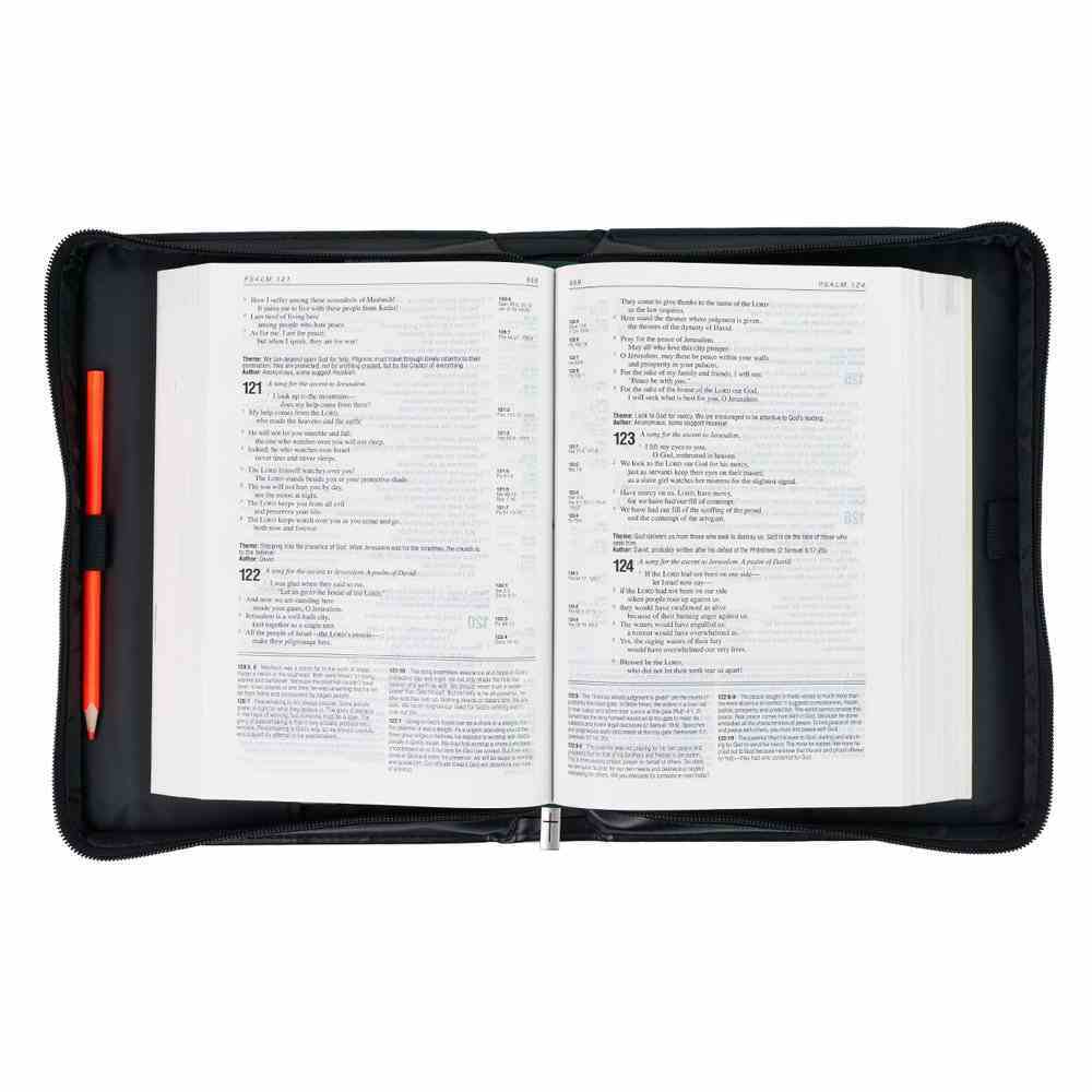 Bible Cover Large Classic, Be Strong & Courageous, Grey/Black Luxleather (Joshua 1: 9) Bible Cover