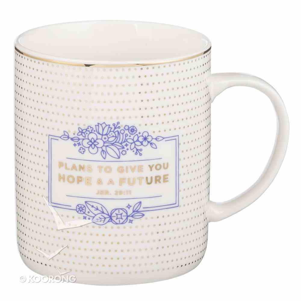 Ceramic Mug: Plans to Give You Hope and a Future, White/Blue/Gold Foiled (Jer 29:11) Homeware