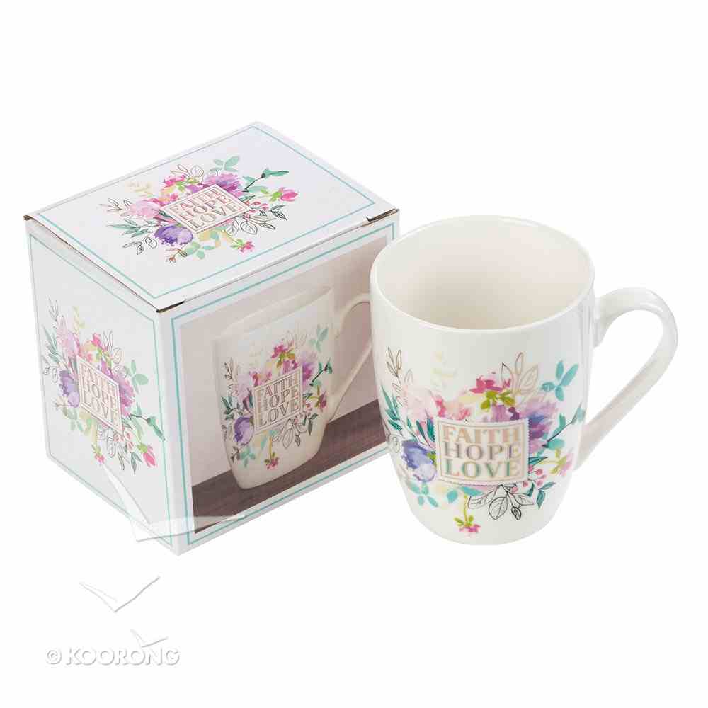 Ceramic Mug: Faith, Hope, Love, Floral Bouquet/Foiled Homeware