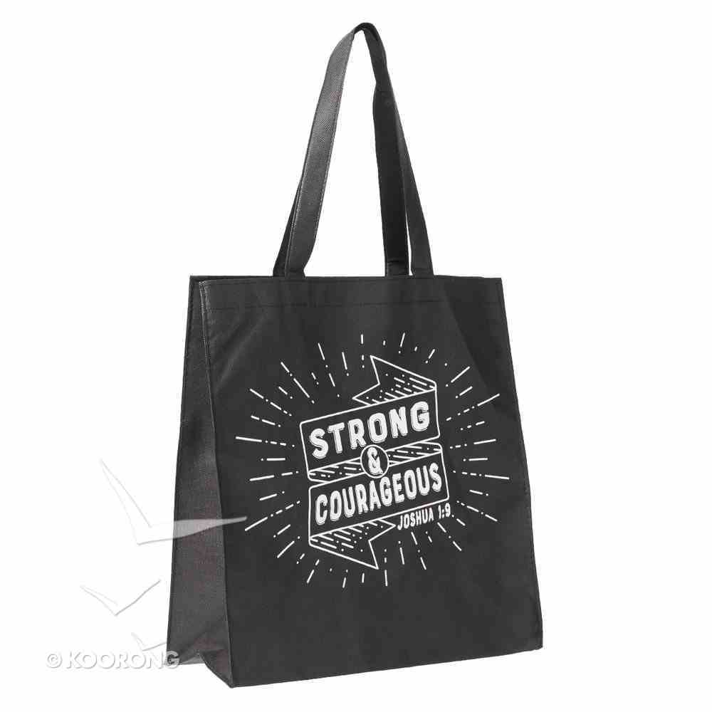 Tote Bag: Strong & Courageous, Black/White (Joshua 1:9) Soft Goods