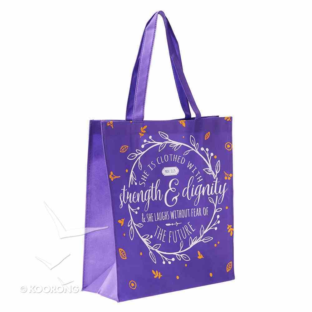Tote Bag: She is Clothed With Strength & Dignity....Purple/White/Orange Soft Goods
