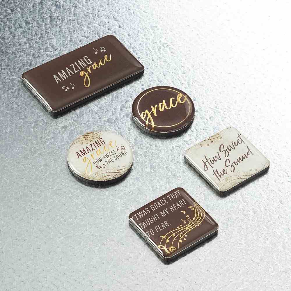 Magnetic Set of 5 Magnets: Amazing Grace, Brown/Cream Novelty