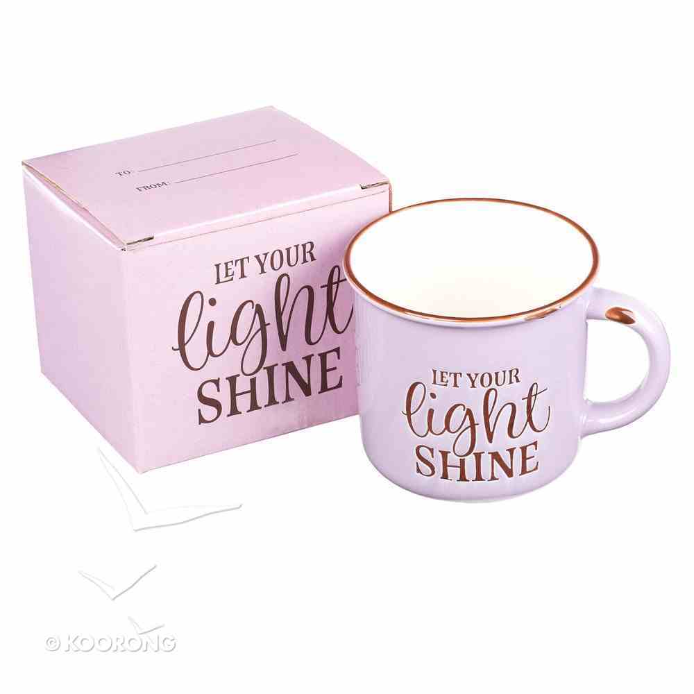 Camp Style Ceramic Mug: Let Your Light Shine, Lavendar/White Homeware