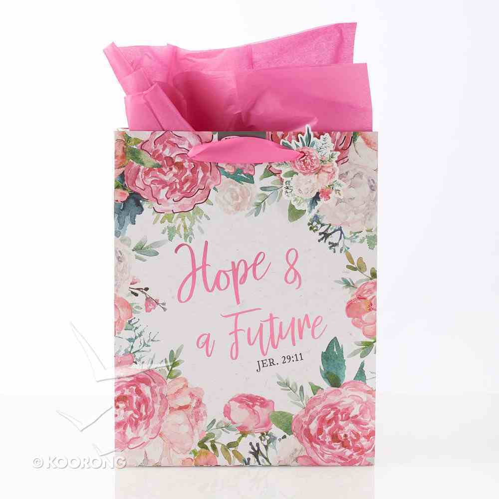 Gift Bag Medium: Hope & a Future, White/Pink Floral (Jer 29:11) Stationery