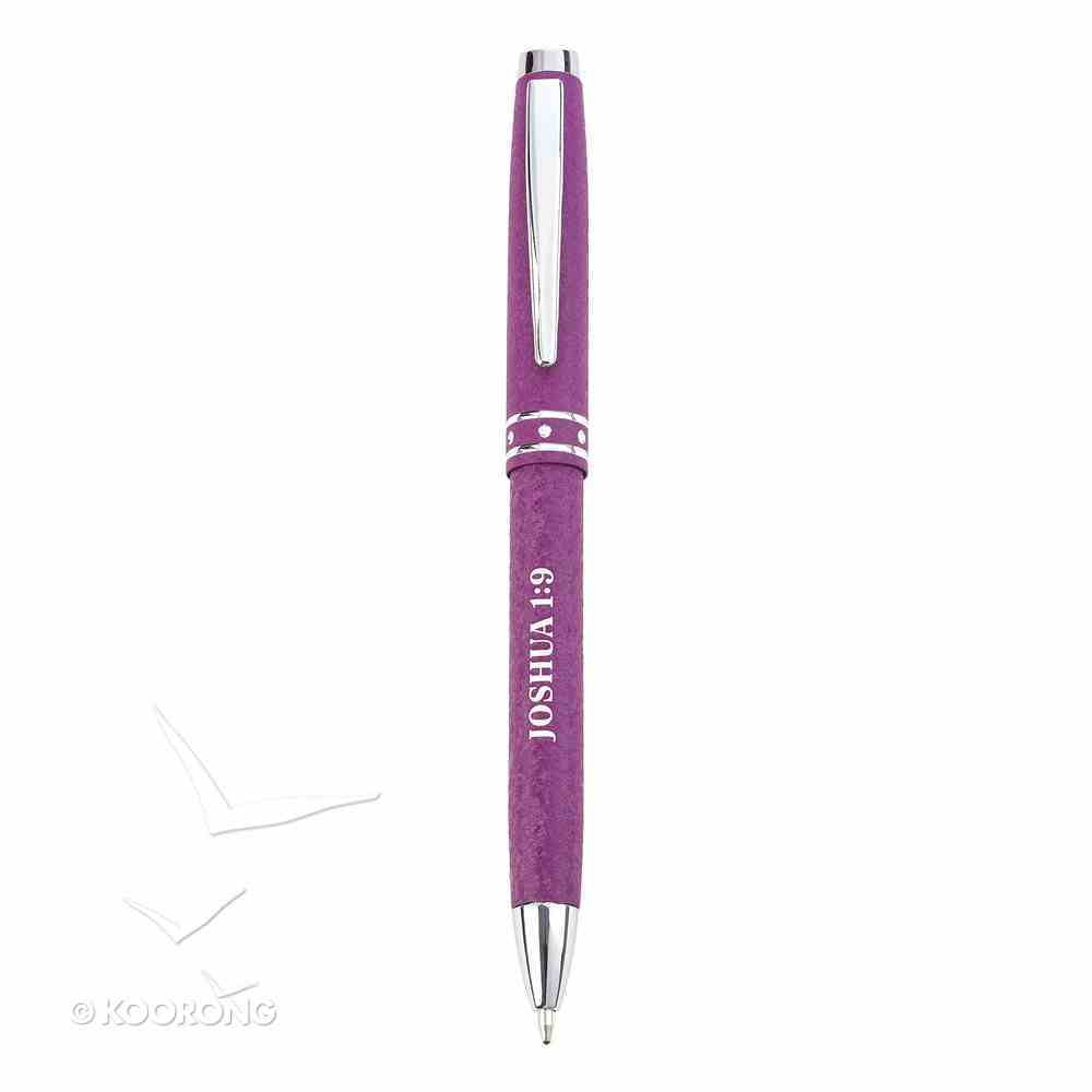 Ballpoint Hologram Pen: Strong & Courageous, Purple/Gold Stationery