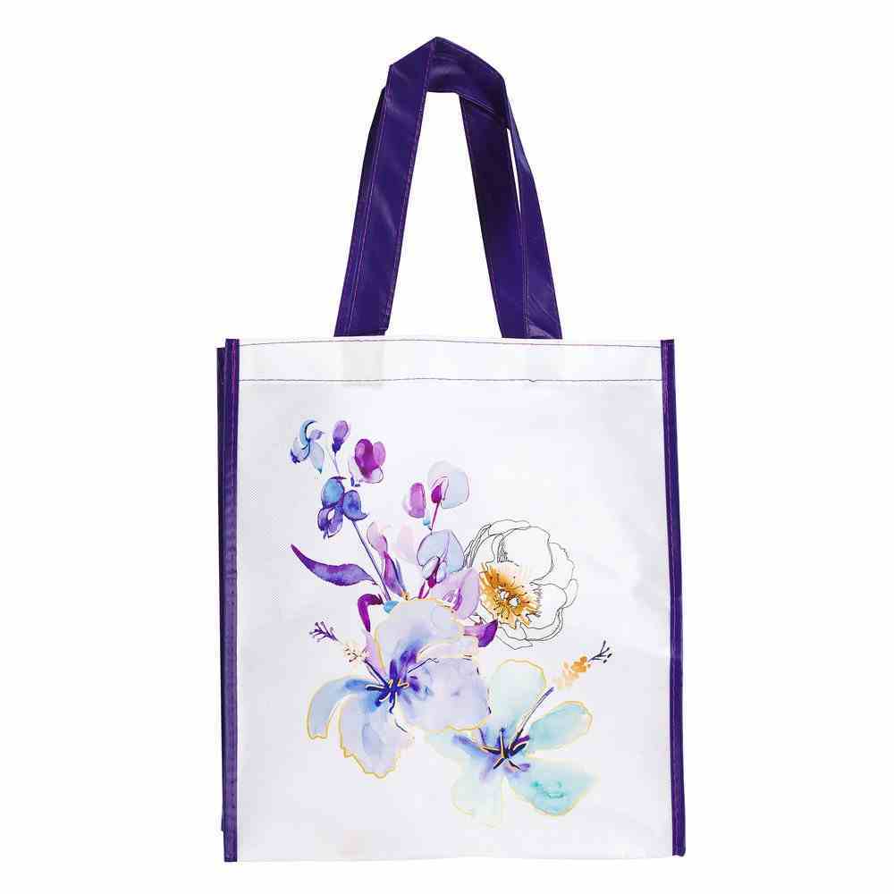 Non-Woven Tote Bag: Faith, Blue Floral (Hebrews 11:1) Soft Goods