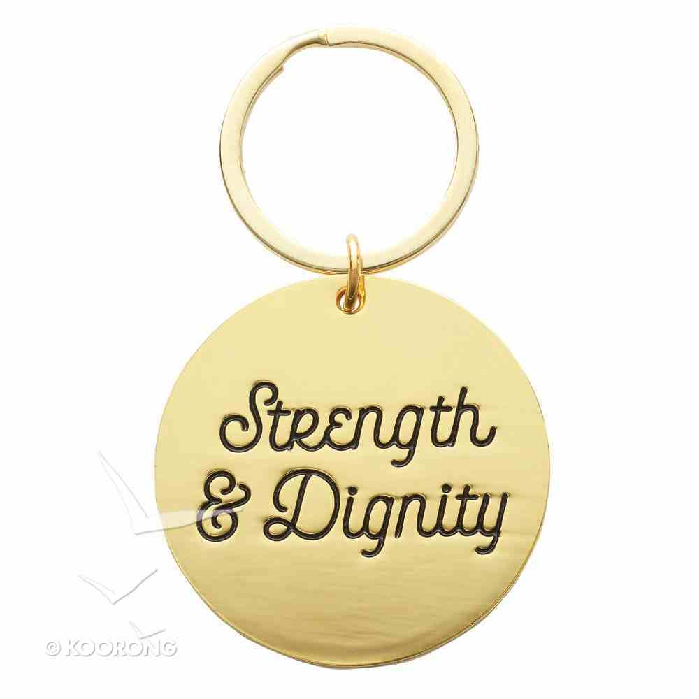 Metal Keyring in Tinbox: Strength & Dignity, Pink Flowers (Proverbs 31:25) Novelty
