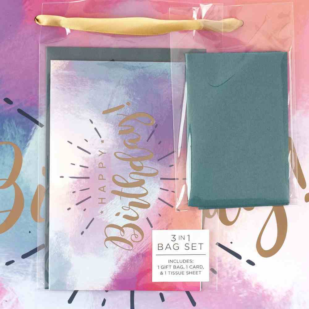 Gift Bag With Card: Birthday, Teal Watercolour Stationery
