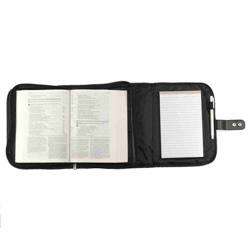 Bible Cover Extra Large Micro-Fiber Tri-Fold Organizer, Metal Fish Badge Black Bible Cover