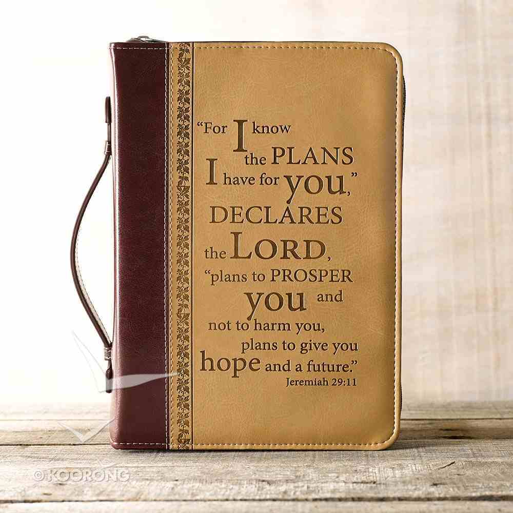 Bible Cover Classic Large: For I Know the Plans....Burgundy/Sand (Jer 29:11) Bible Cover