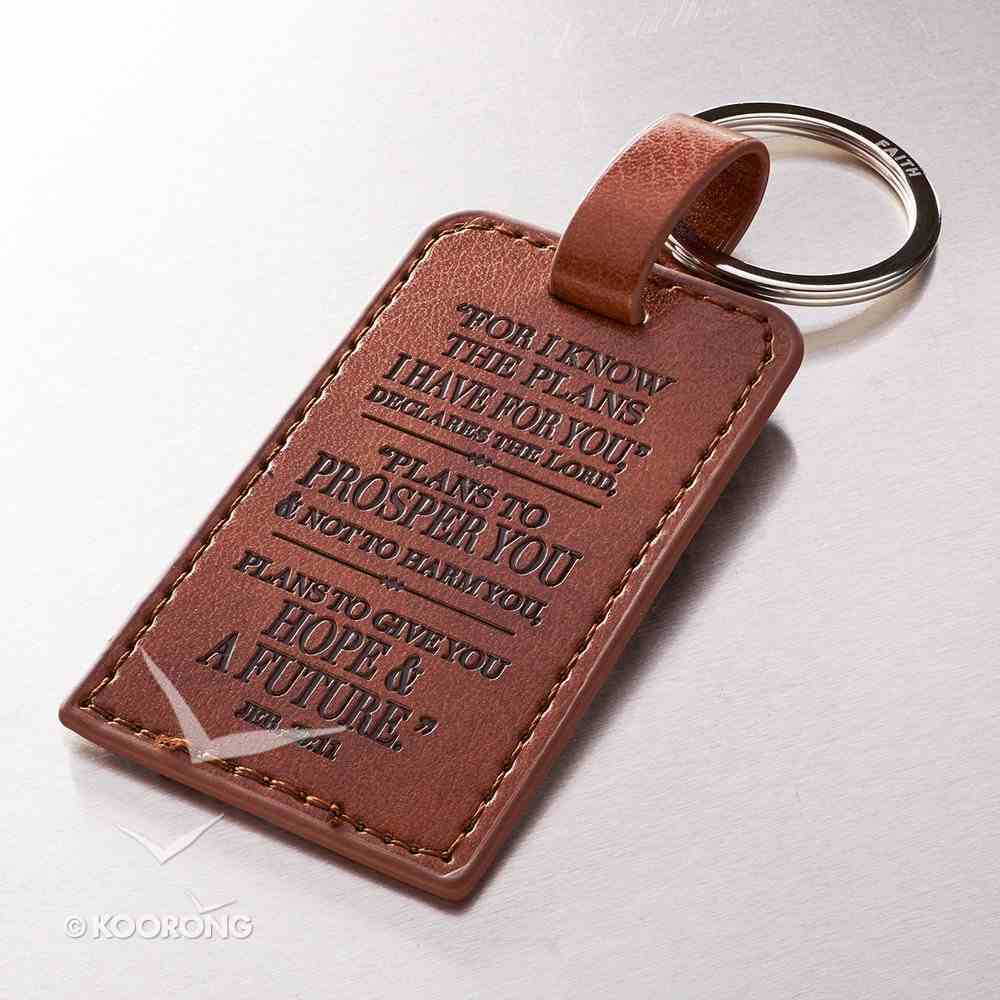 Luxleather Keyring: I Know the Plans... Brown (Jer 29:11) Jewellery