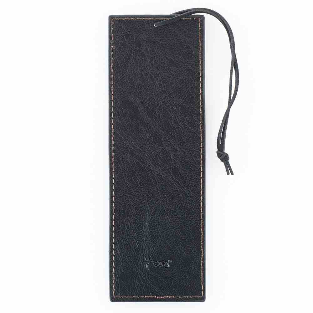 Bookmark With Tassel: Strength, Black/Brown Imitation Leather