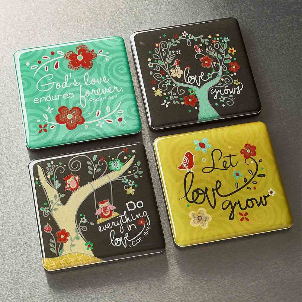Magnetic Set of 4 Magnets: Love Grows Novelty
