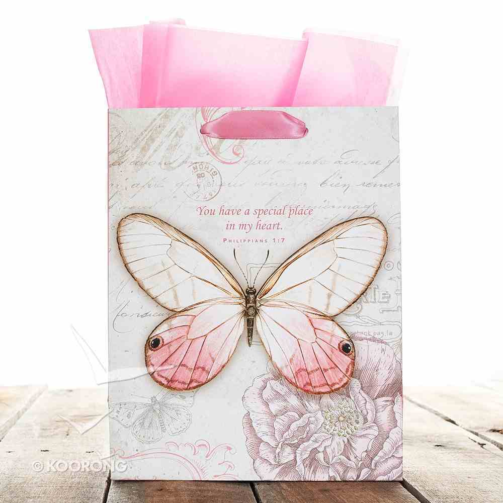 Gift Bag Medium: You Are Cherished and Loved Pink Butterfly Stationery