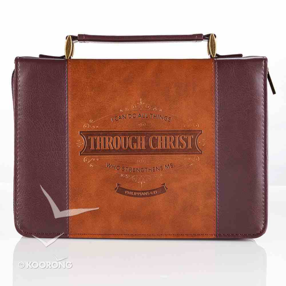 Bible Cover Classic Medium: I Can Do All Things.... Brown/Tan Bible Cover