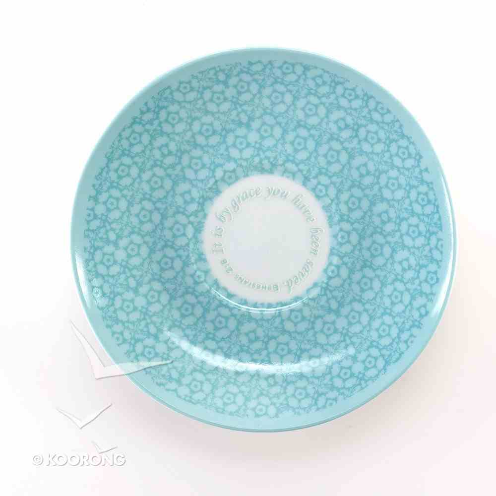 Ceramic Teapot & Colored Saucer: Grace Butterfly White/Green/Blue Homeware