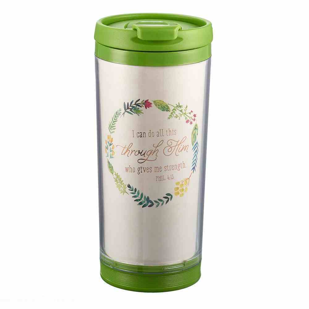 Polymer Mug With Design Insert: I Can Do All This, Colored Wreath (Lime Green/white) Homeware