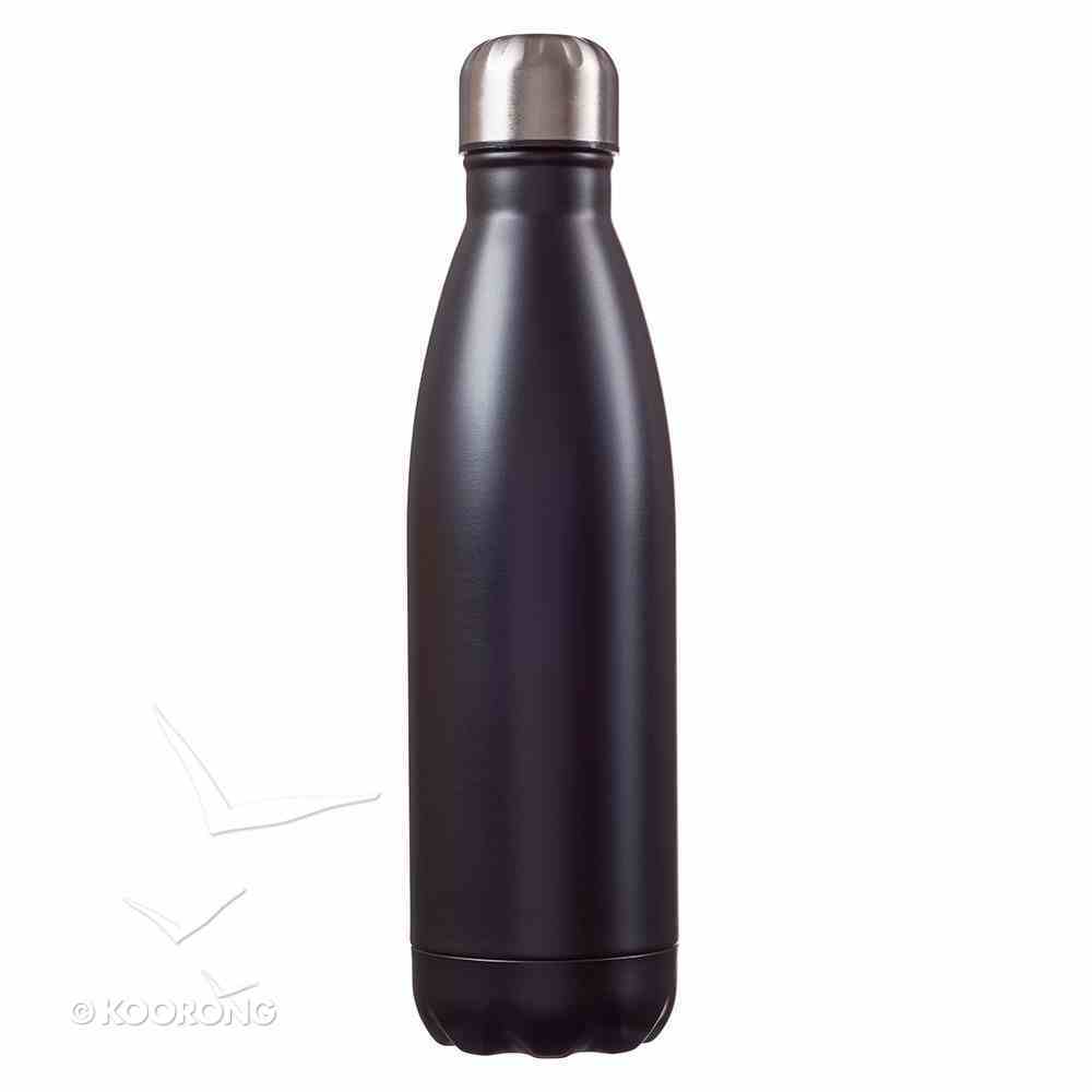 Water Bottle 500ml Stainless Steel: Black - He Restores (Vacuum Sealed) Homeware
