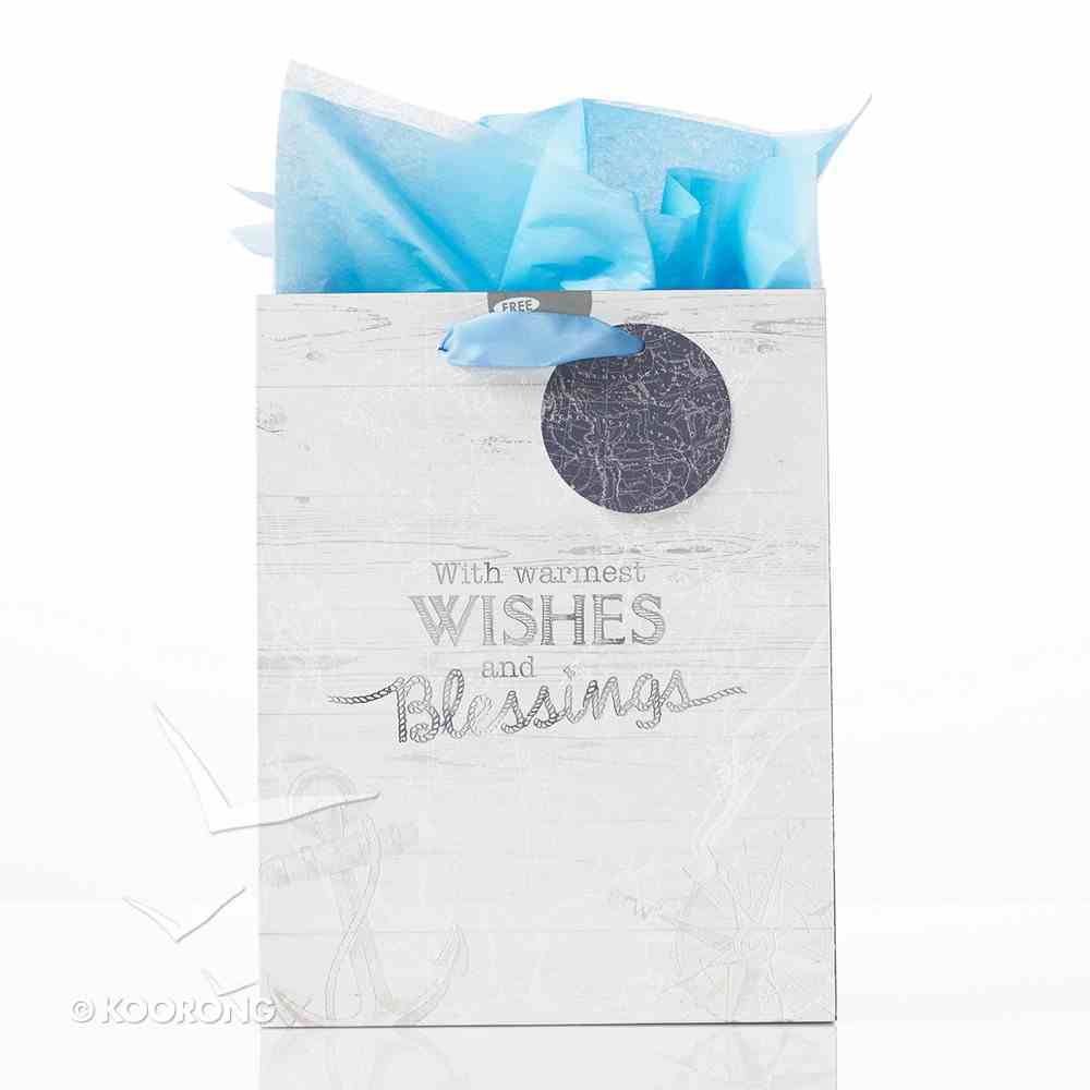 Gift Bag Medium: Travel Range, With Warmest Wishes (Blue/dark Blue/white) Stationery