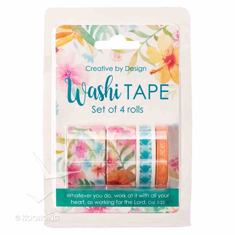 Washi Tape Set of 4 Rolls: Forever Thankful, Wonderfully Made, Blue Floral Stationery