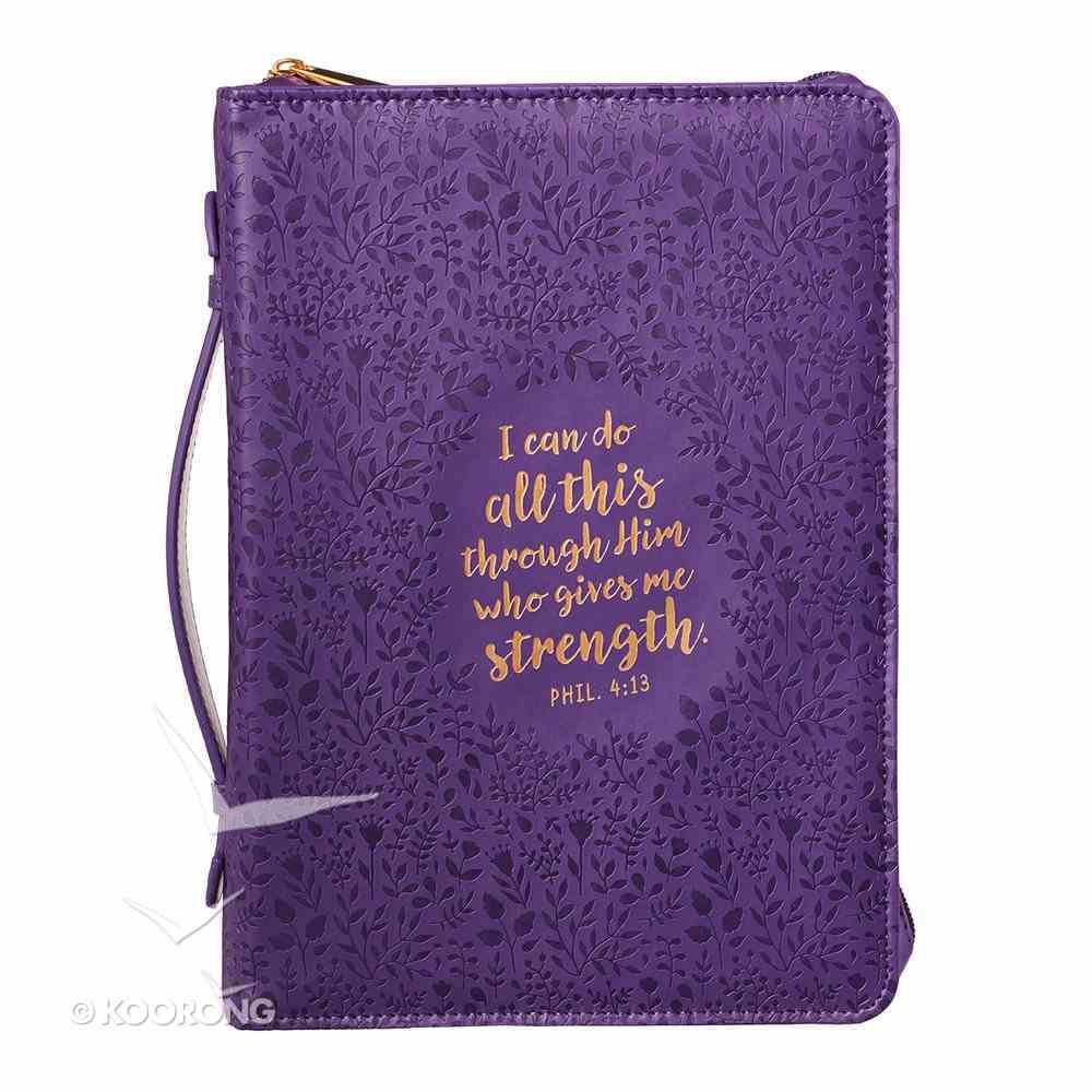 Bible Cover Medium: I Can Do All This Phil 4:13 Purple Floral Bible Cover