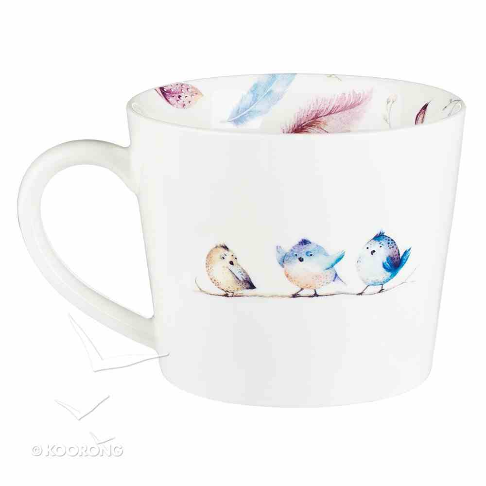 Ceramic Mug: He Will Shelter You, Coloured Feathers/White (384ml) Homeware