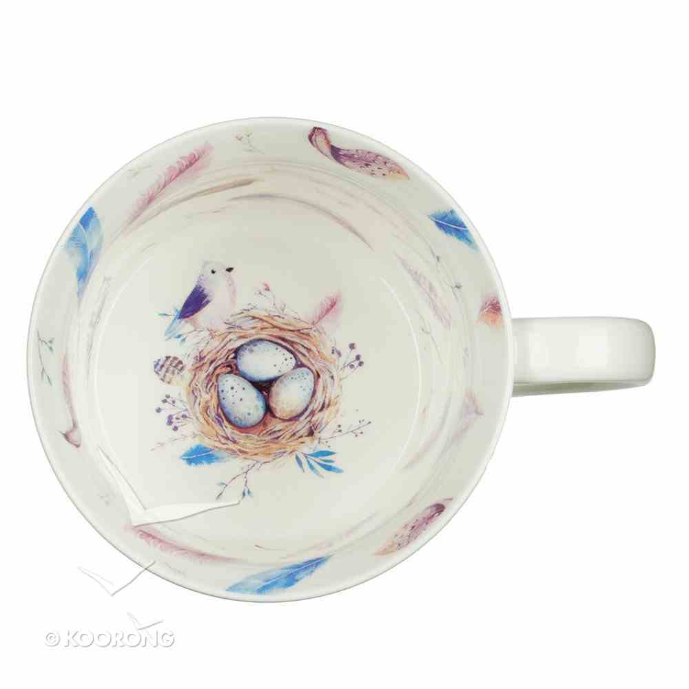 Ceramic Mug: He Will Shelter You, Coloured Feathers/White (384ml) Homeware