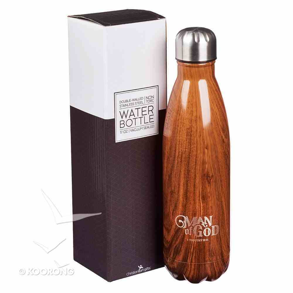 Water Bottle 500ml Stainless Steel: Man of God....Wood Grain Design (Vacuum Sealed) Homeware