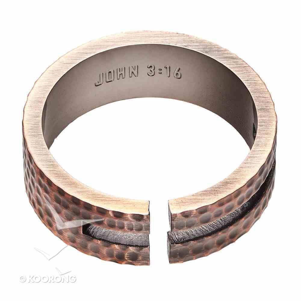Mens Ring: Size 10, John 3:16 Cutout Cross, Copper Jewellery