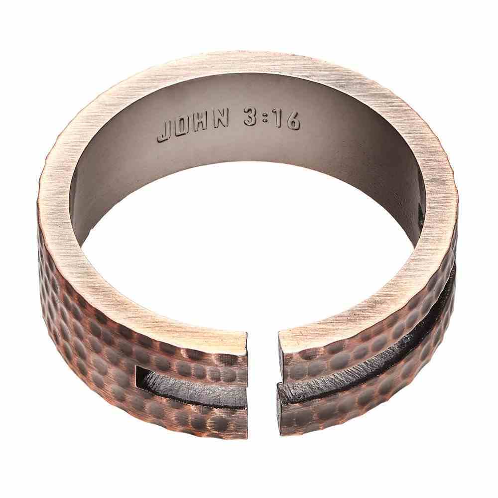 Mens Ring: Size 12, John 3:16 Cutout Cross, Copper Jewellery