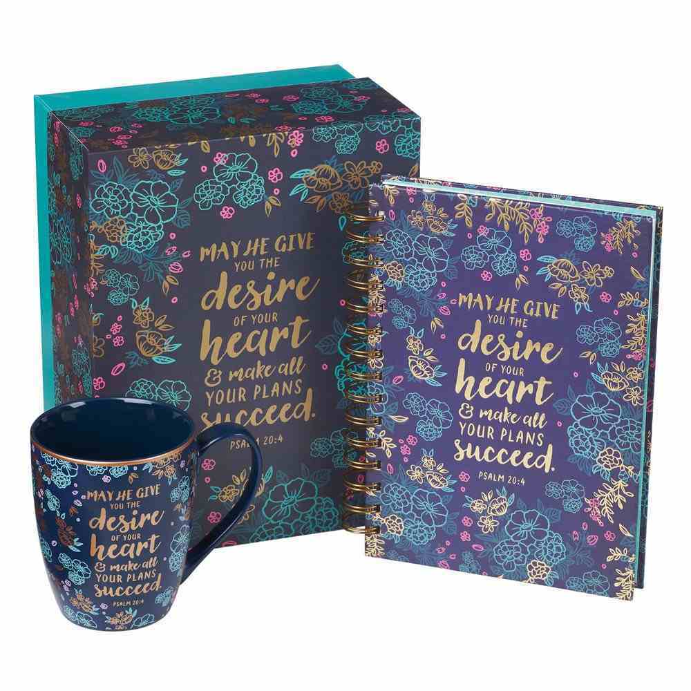 Boxed Gift Set: May He Give You the Desire Journal and Ceramic Mug (360 Ml) Pack