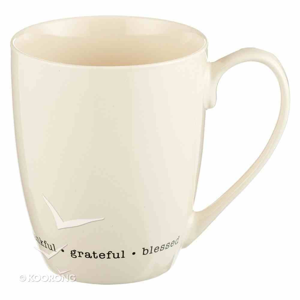Ceramic Mug Thankful, Grateful, Blessed, Cream (325ml) (Thankful Grateful Blessed Series) Homeware