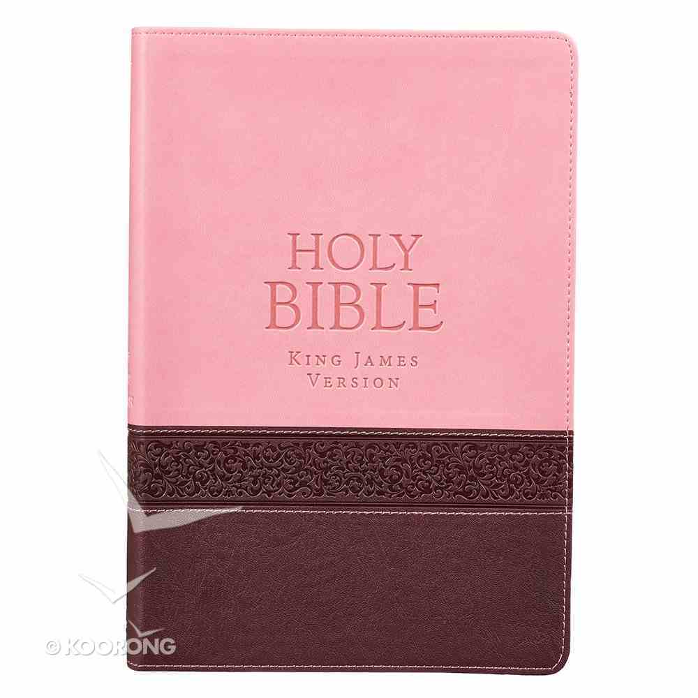 KJV Large Print Thinline Bible Brown Pink Red Letter Edition Imitation Leather
