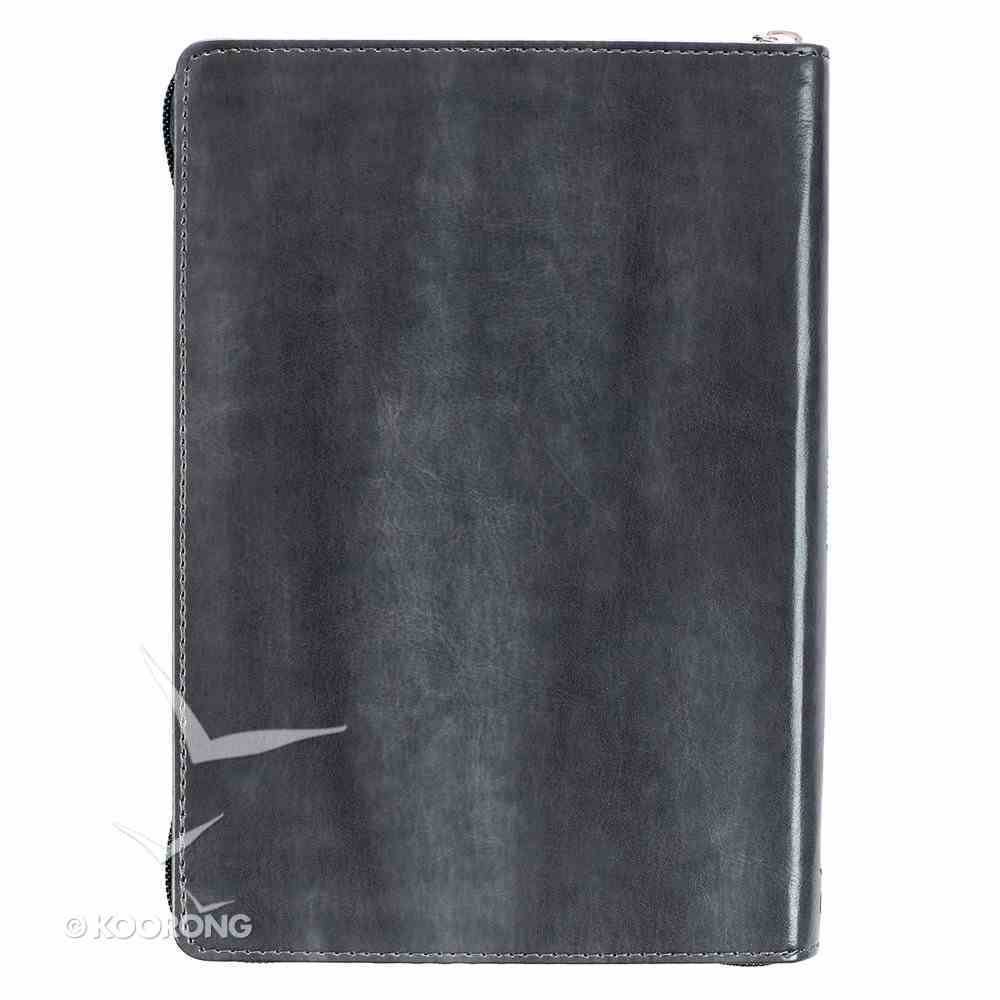 Journal With Zip Closure: Be Strong & Courageous, Grey/Black (Joshua 1:9) Imitation Leather