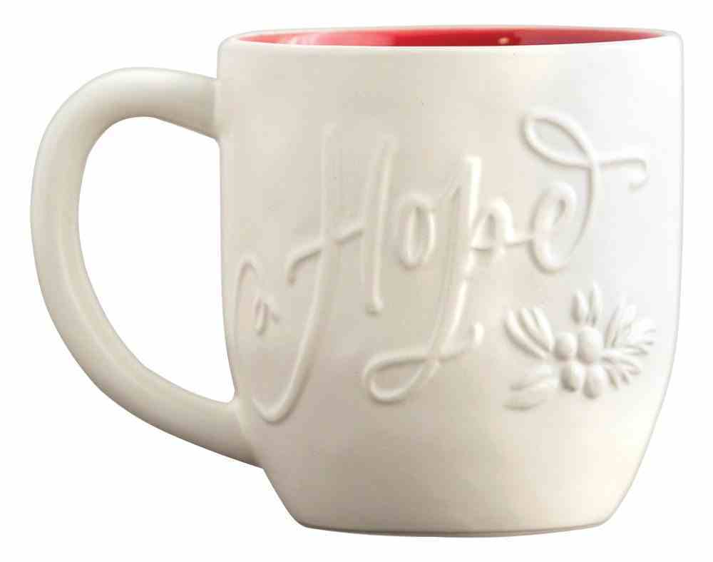 Ceramic Christmas Mug: Hope, Embossed Detail on Front (Romans 15:13 On Back) Homeware
