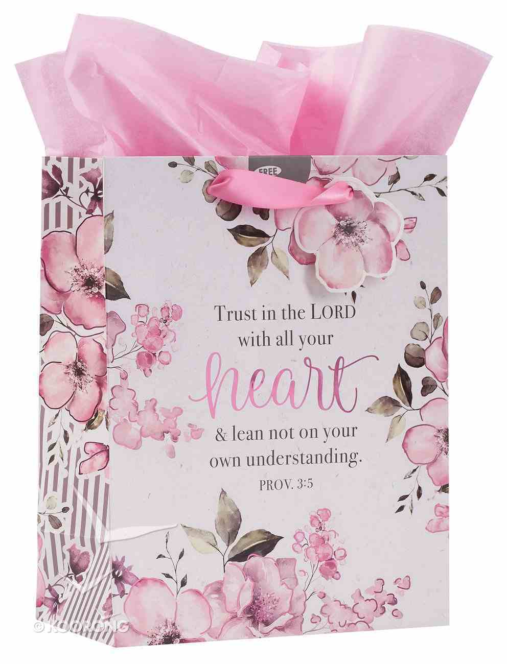 Gift Bag Medium: Trust in the Lord, Pink Floral (Proverbs 3:5) Stationery
