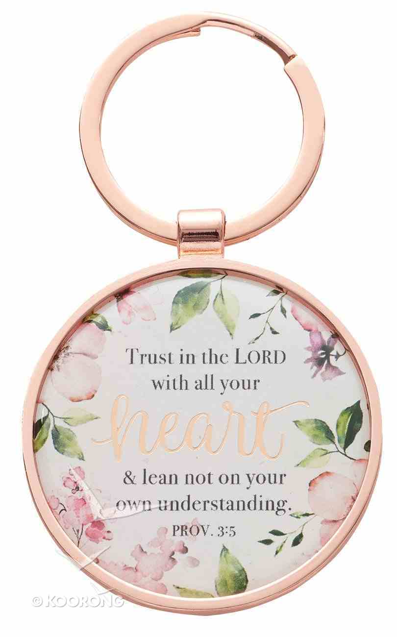 Metal Keyring in Tinbox: Trust in the Lord, Pink Floral (Proverbs 3:5) Novelty