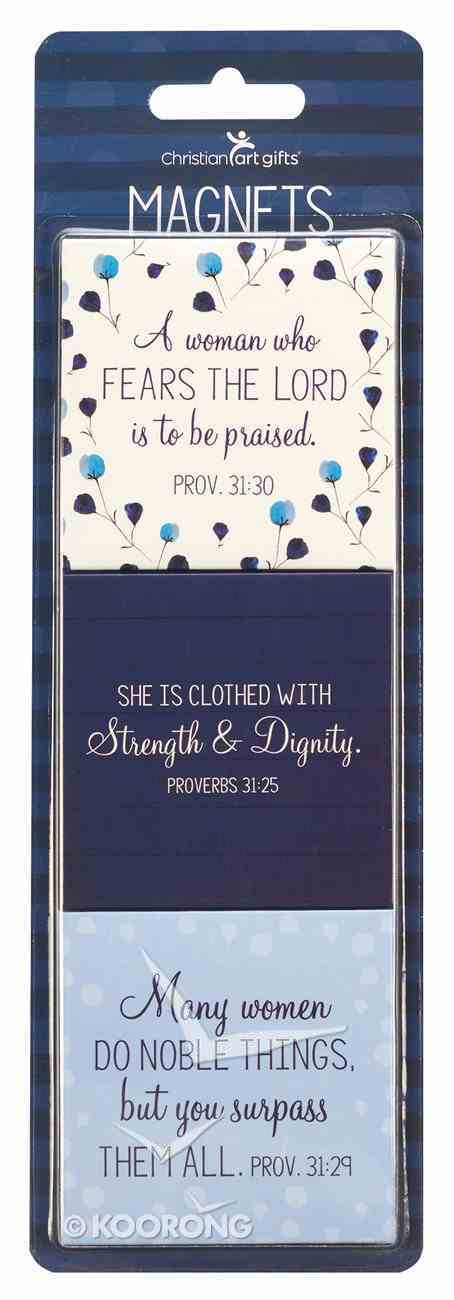 Magnet Set of 3: Proverbs 31:30 Collection, Blue/White Novelty
