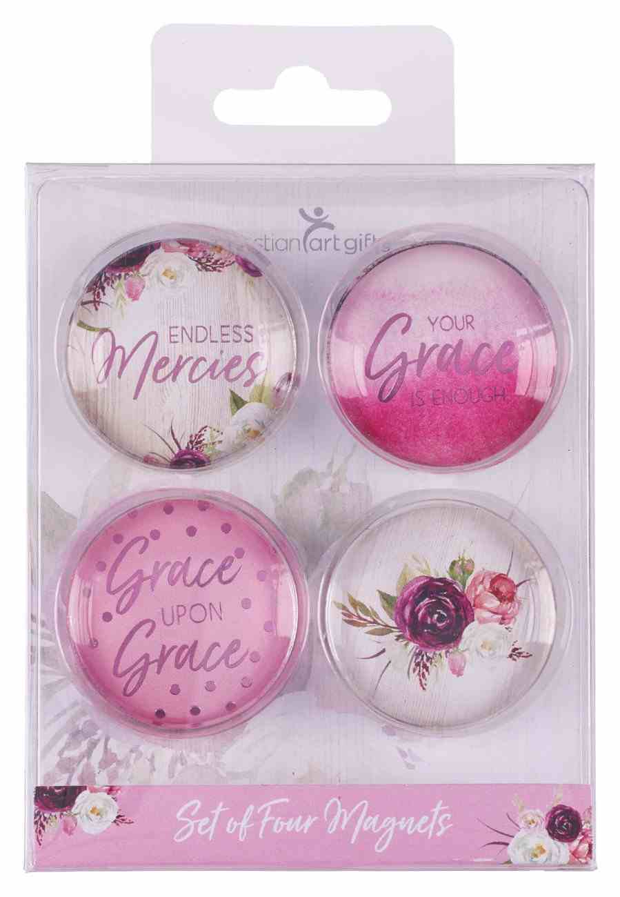 Glass Magnet Set of 4: Grace (2 Cor 12:9) (His Grace Is Enough Collection) Novelty