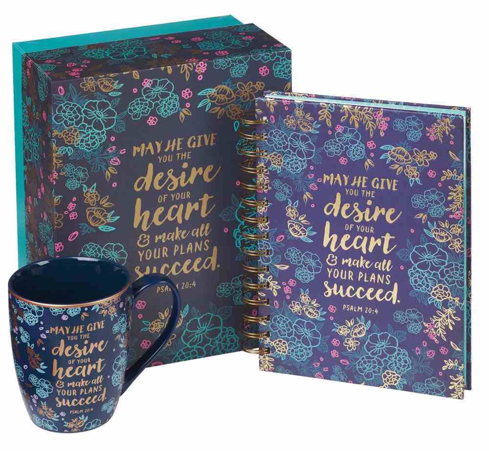 Boxed Gift Set: May He Give You the Desire Journal and Ceramic Mug (360 Ml) Pack