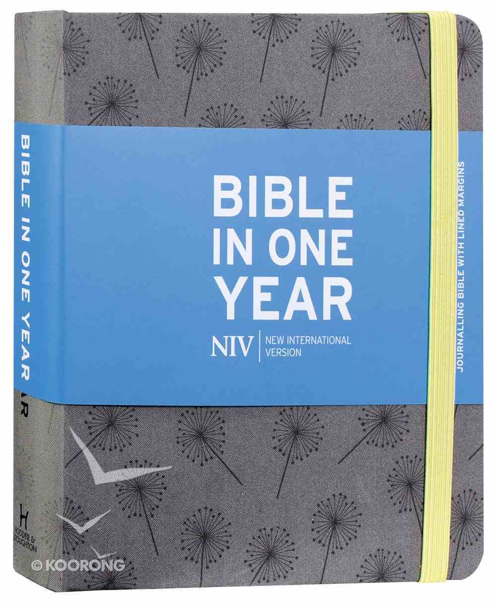 NIV Journalling Bible in One Year Grey Fabric With Elastic Closure Hardback