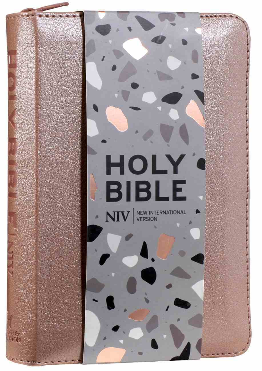 NIV Pocket Bible Rose Gold With Zip Flexi Back